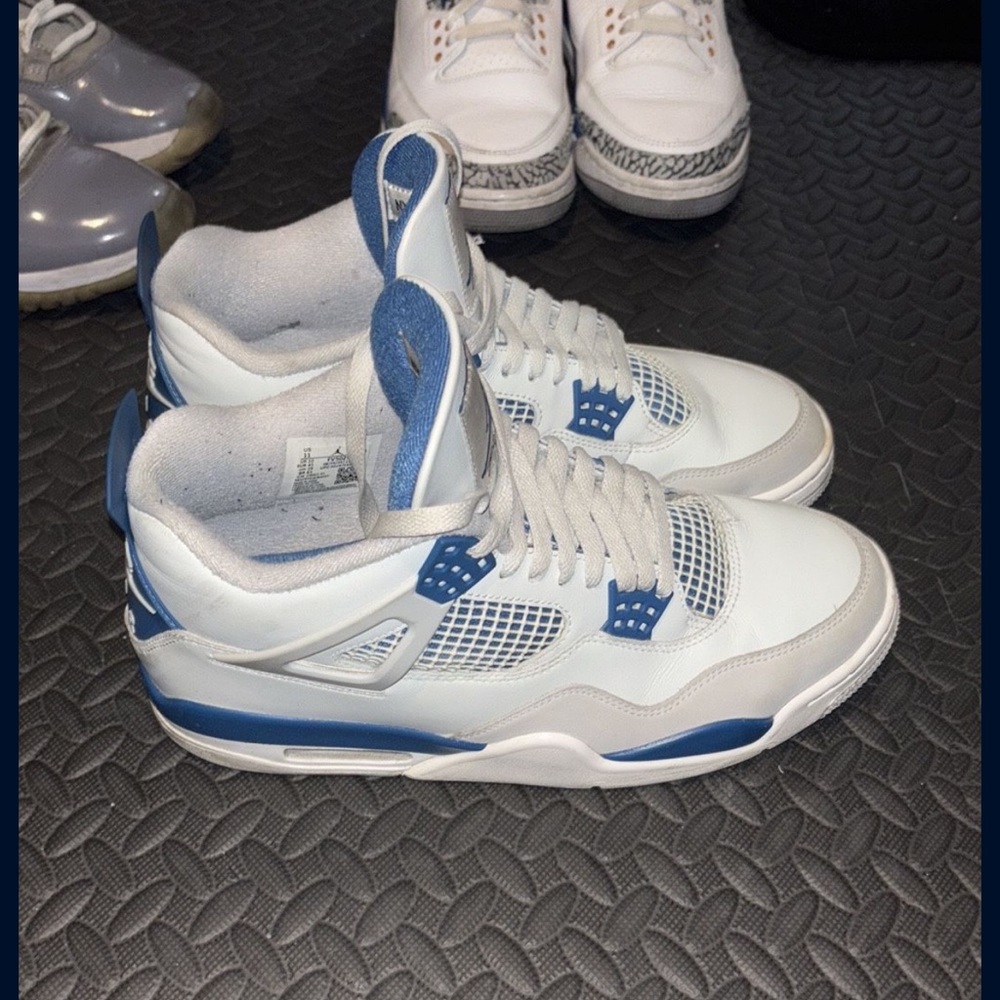 Jordan 4 military blue Athletic Shoes White and Blue